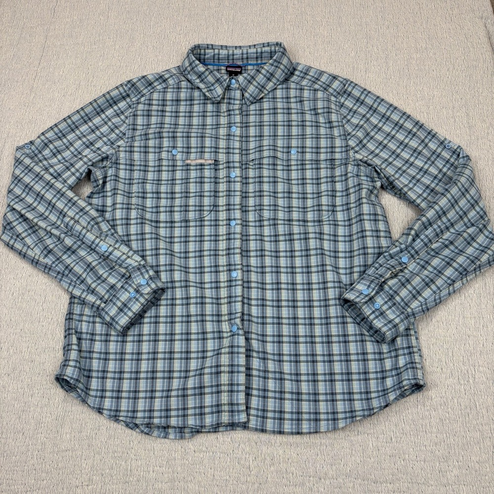 Patagonia Fishing - Early Rise Stretch Shirt - Women's Medium - Blue‎ Plaid